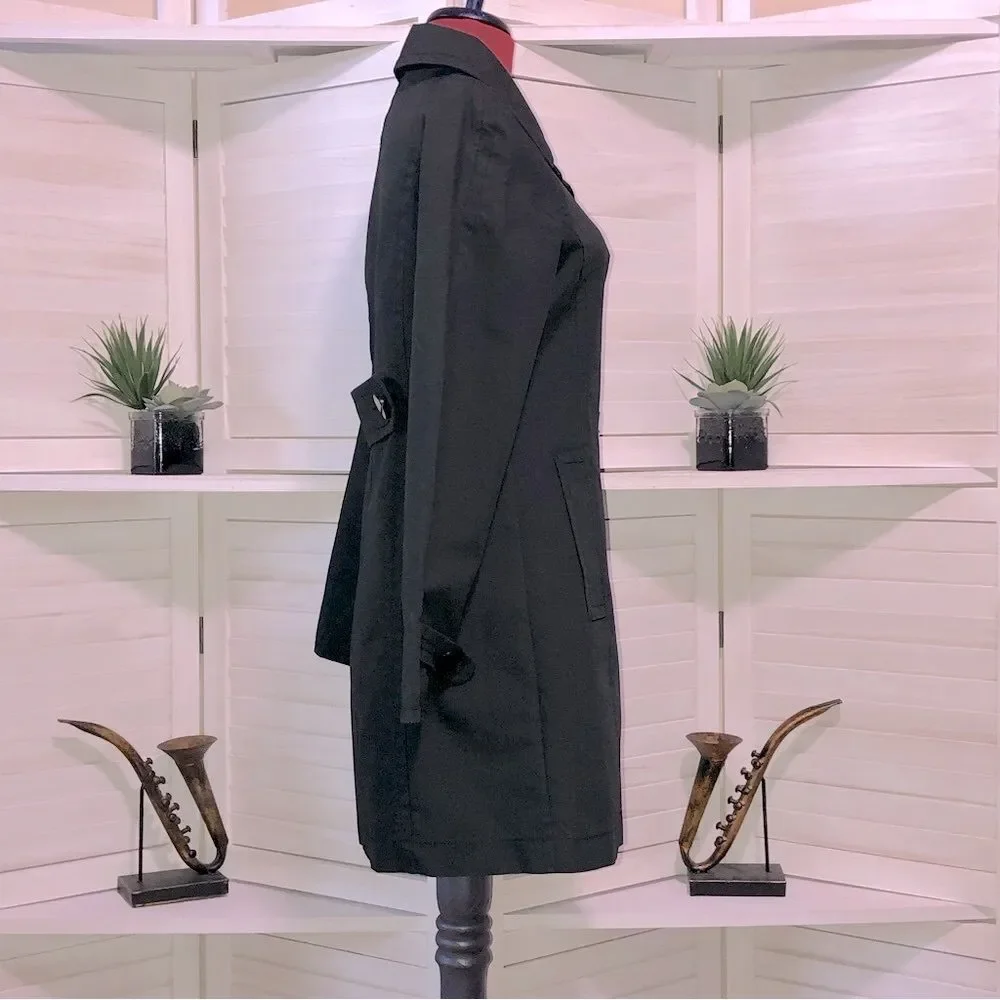 Nine West black Goth cotton trench coat sz S - Picture 5 of 7